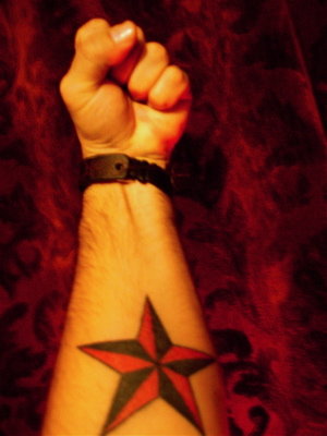 nautical star tattoo neck. Red and Black Nautical Star