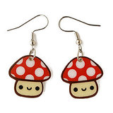 Super Mario Bros-Esque Mushroom Earrings