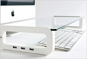 Shelf Desk on Glass Usb Port Desk Shelf