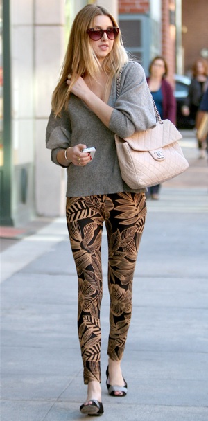 Photo of Whitney Port Wearing Jungle Print Leggings in LA 20091118 