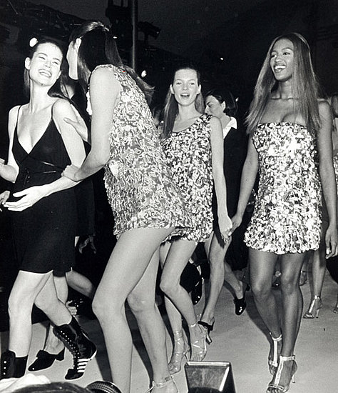 1993: Backstage at Isaac Mizrahi with Christy Turlington and Naomi Campbell