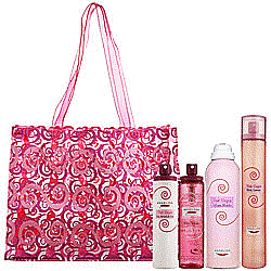 picture of Aquolina's Pink Sugar Getaway Set with a pink bag and pink products
