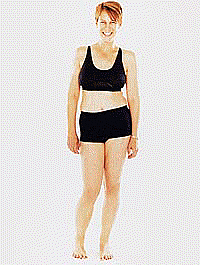 picture of Jamie Lee Curtis in black spandex briefs and sports bra in 2001