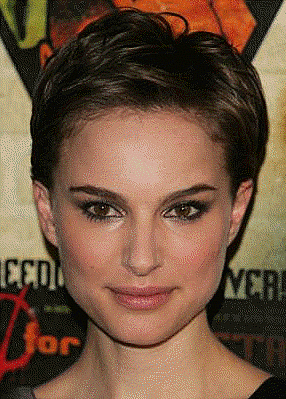 picture of Natalie Portman with pixie crop haircut