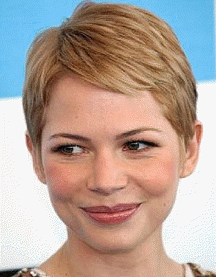 picture of Michelle Williams with short pixie crop blonde hair