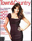 picture of cover of august 2008 town and country magazine featuring stephanie seymour on the cover wearing a black bottega veneta square neck dress