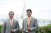 The guys wore gray tuxes with orange and white ties - good sports!