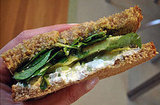 Goat Cheese Sandwich With Avocado, Celery, Walnut Pesto, and Watercress