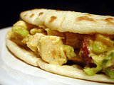 Chicken, Walnut, and Red Grape Salad With Curry Dressing on Flatbread