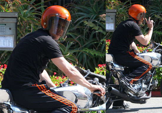 brad pitt bike collection. Brad Pitt Peaces Out on His Motorcycle