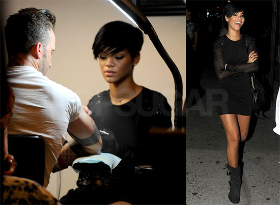 To see more photos of Rihanna at the tattoo parlor just read more.