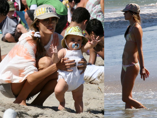 Alessandra Ambrosio Hits The Beach With Her Bikini and Baby