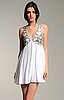 Adam Crinkle Chiffon Chain Link Deep Vee Dress