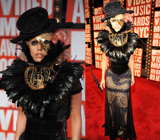 Lady Gaga hits the red carpet in nothing less than full costume, as always.