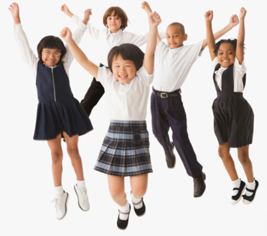 school uniforms. wear uniforms to school.