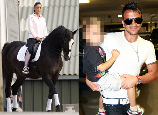Photos of Jordan aka Katie Price on Horseback and Peter Andre With Junior 