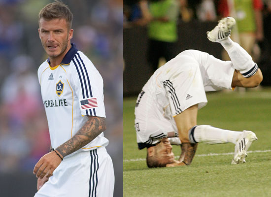 david beckham playing football