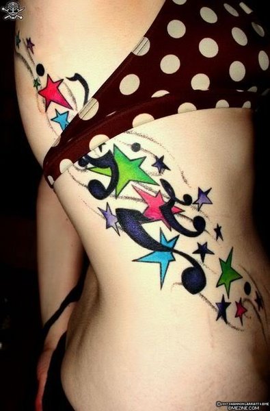 Girls Tattoo with Star Tattoo Art Designs In Mulus Body