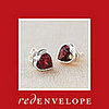 Garnet Heart Stud Earrings