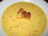 Beer and Cheddar Soup with Heart-shaped Croutons