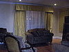 Living Room (After):  Draperies and flat valance with embroidered sheers, Mill Basin, Brooklyn, NY