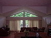 Living room (after):  Linen draperies with Benton valance lined in ultra suede - Lenox, MA