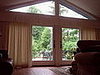 Living room (after):  Linen draperies with Benton valance lined in ultra suede - Lenox, MA
