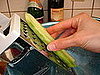 Grating the cucumber (a microplane grater works better)