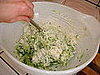 Mixing the cheese
