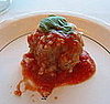 The Monday Meatballs absorbed the flavor of the San Marzano tomato sauce. 