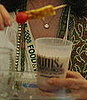 The piña coladas were garnishd with a pineapple spear. 