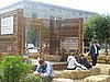 Anyone can walk through the garden and take a rest on one of the hay benches. 