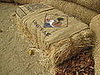 A hay bench makes a nice resting spot. 