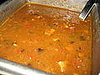 The vegetarian chili is ready to be served.