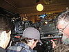 TV crews on hand to capture history. 