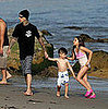Down in Malibu, Travis Barker took his kids, Landon and Atiana out in the surf.