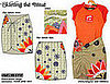 Coral Petals (Sample - Ruched Pencil Skirt) Created from a vintage t-shirt and hand-painted as shown.