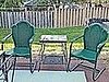 Detail of the 50's lawn chairs spruce green & over sprayed lightly with a brighter green.
