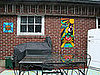 Patio artowrk hung in place