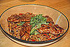 Pollo Plum Loco: A melange of fresh peppers and plums stir-fried with fettucine and chicken.