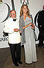 Stan Herman and Lauren Hutton in Calvin Klein Collection.