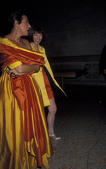 Dec. 1990: Having a laugh with Donna Karan at the Costume Institute Gala.