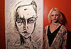 Feb 8: With her artwork at her "I Spy" exhibition.