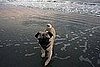 Baxter, playing in the water, 2/2008