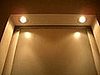 Here is a picture inside the bathroom, with the door closed when the halogen IKEA lights are on.