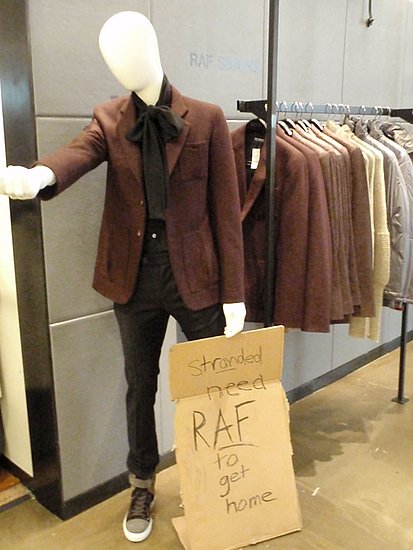 "Stranded need RAF to get home."