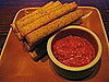 Chickpea Fries With Romesco Sauce
