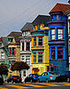 Some typical houses in the Haight, one of which was Jimi Hendrix's (the blue one).