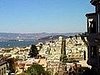On Russian Hill at Lombard, looking towards Telegraph Hill, and the bay and Berkeley. I can see my childhood home here, too :-D
