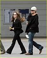 Angelina and brother James Haven pick up Maddox from school. (Prague)